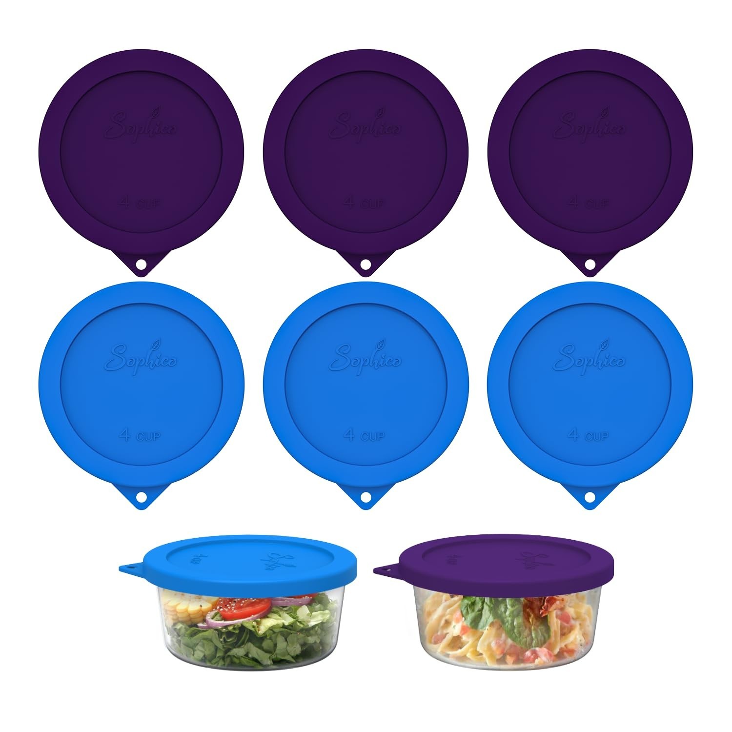 4 Cup Silicone Lids Replacement for Pyrex & Anchor Hocking | Food Grade, Leakpro