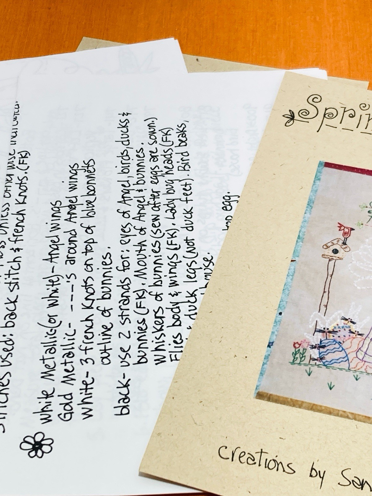 Spring Angel Creations by Sandy Primitive Embroidery Pattern Garden Bird House