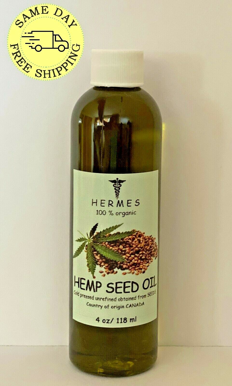 HEMP OIL by HERMES ORGANIC UNREFINED COLD PRESSED 2 oz - 16 oz