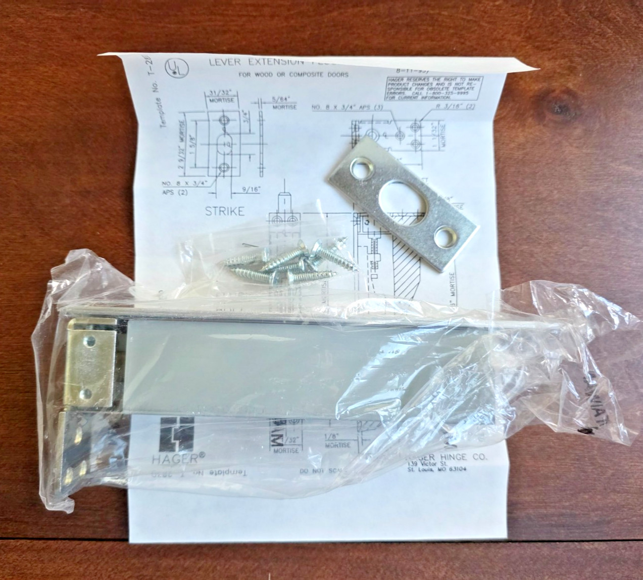 Hager Lever Extension W/ Flush Bolts 283 D Model FB951