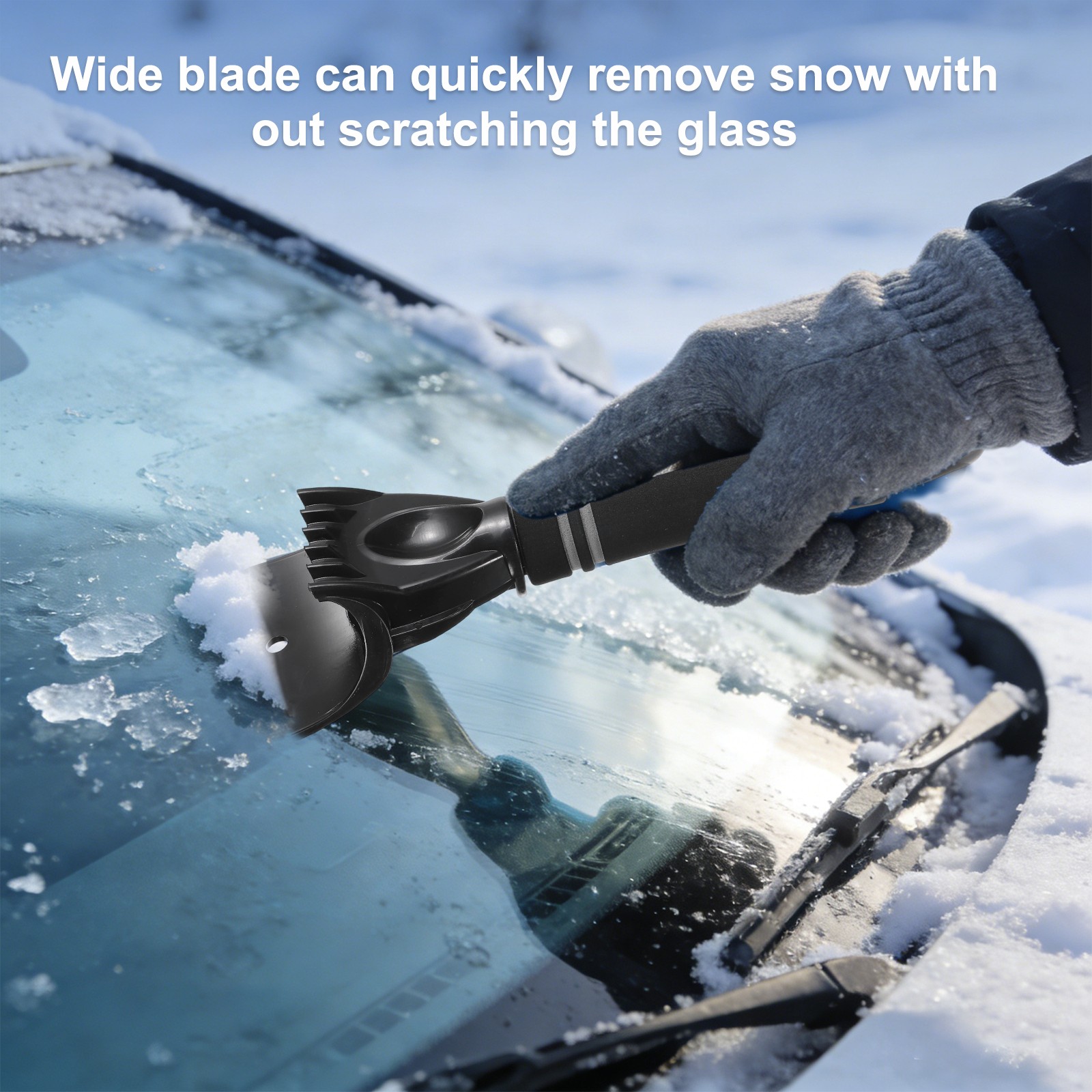 2Pcs Car Ice Scraper 10\" x 4\" for Windshield, Grey/Black