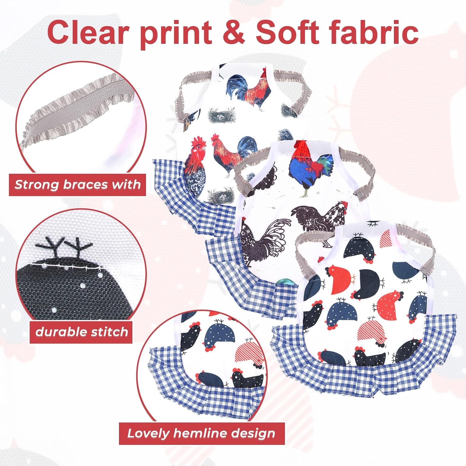 3pc Chicken Saddle Hen Apron Feather Protector Jacket Waterproof Wing Vest Back