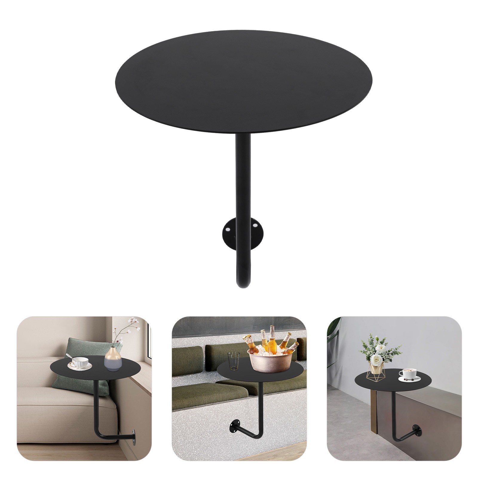 Wall Mounted Bar Table Modern Round Coffee Table Drinks/Snacks Storage Balcony