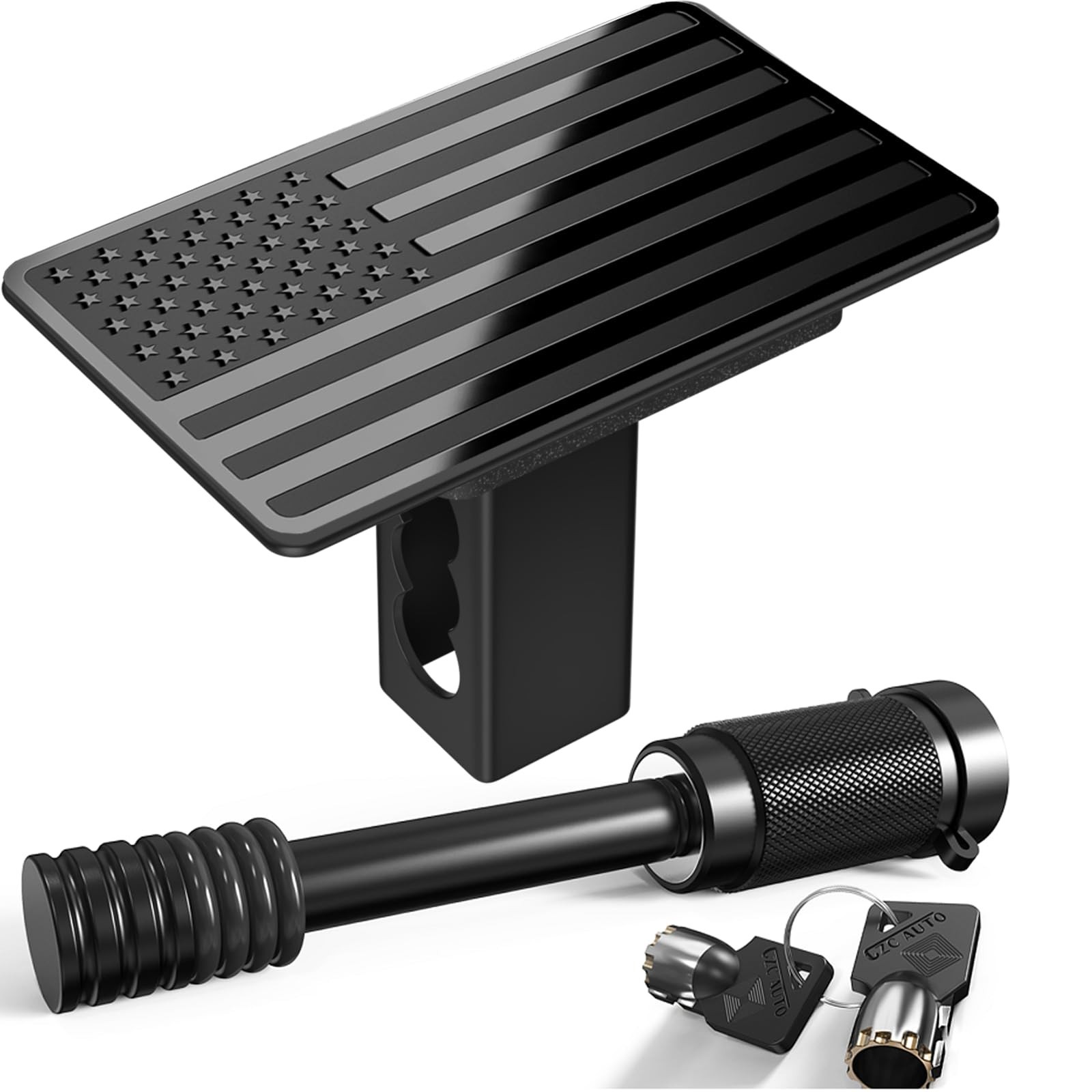 1 1/4 Inch American Flag Trailer Hitch Cover Plug with 5/8-Inch Pin Diameter ...