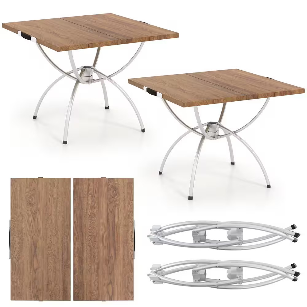 2 Pack 24 In. Square Metal Frame Folding Camping Table