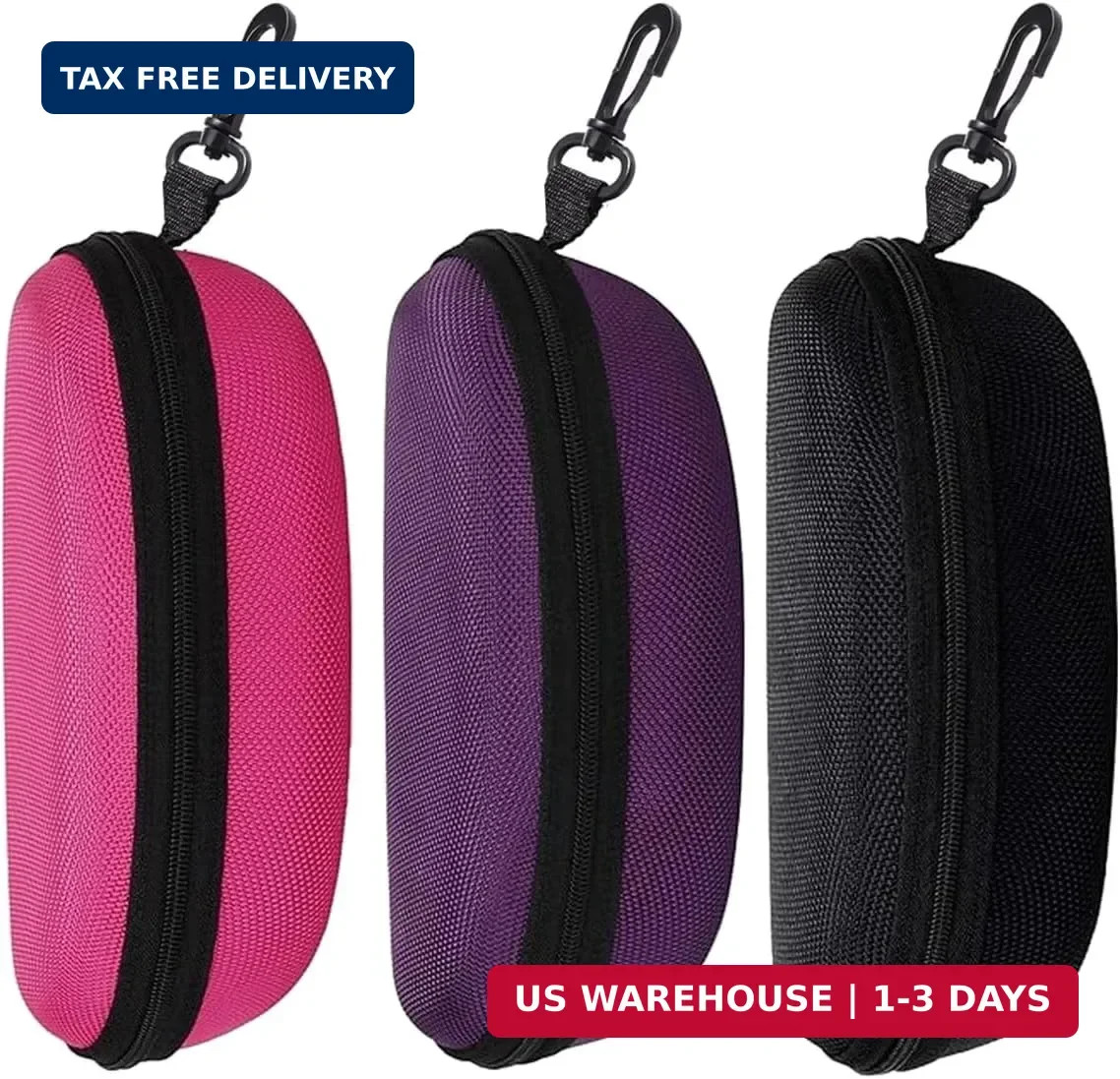 3pcs Sunglasses Case Box, Travel Zipper Hard Shell Eyeglasses Case Scratch Resis