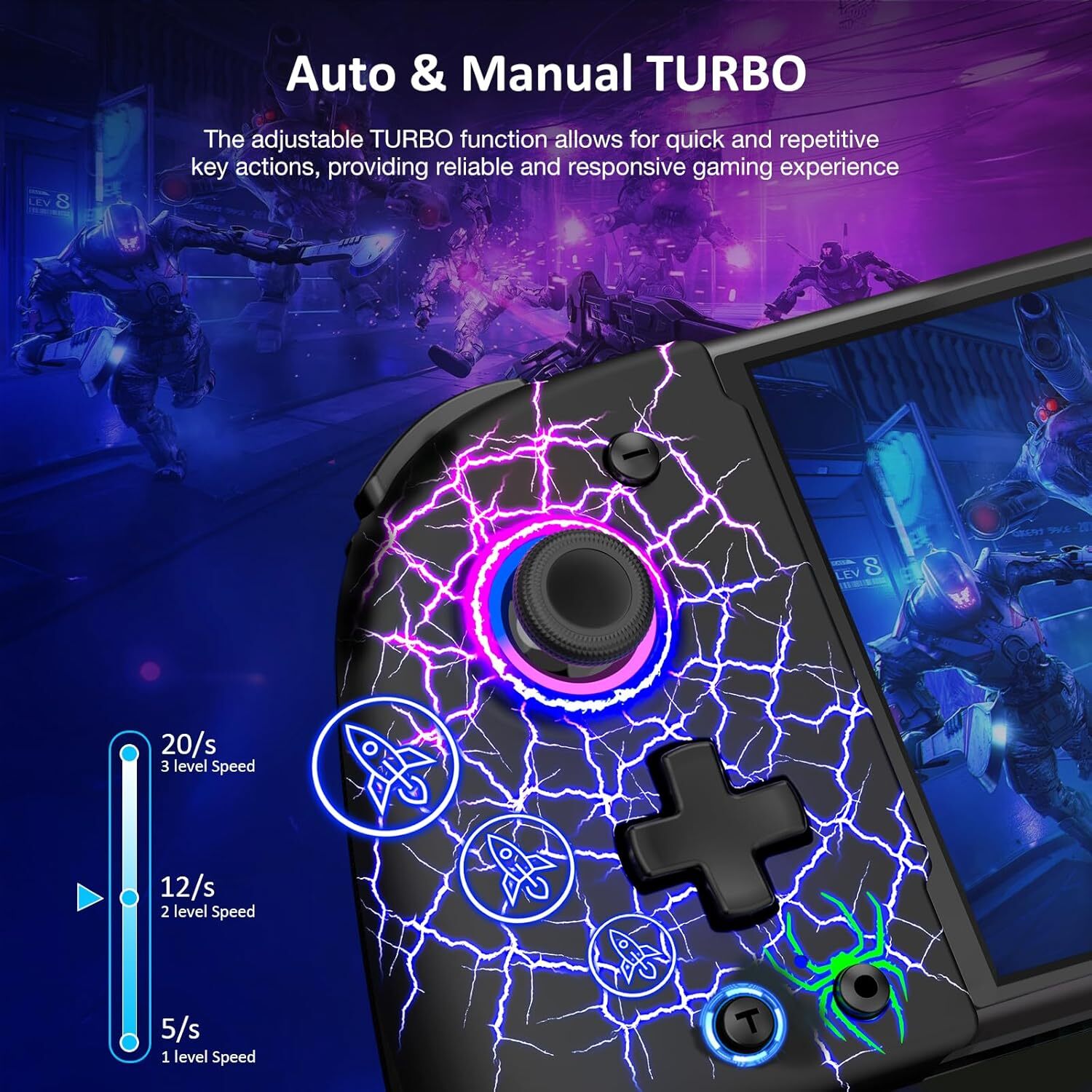 Wireless Switch Controller for Nintendo Switch/OLED,Hall Effect One-Piece Joypad