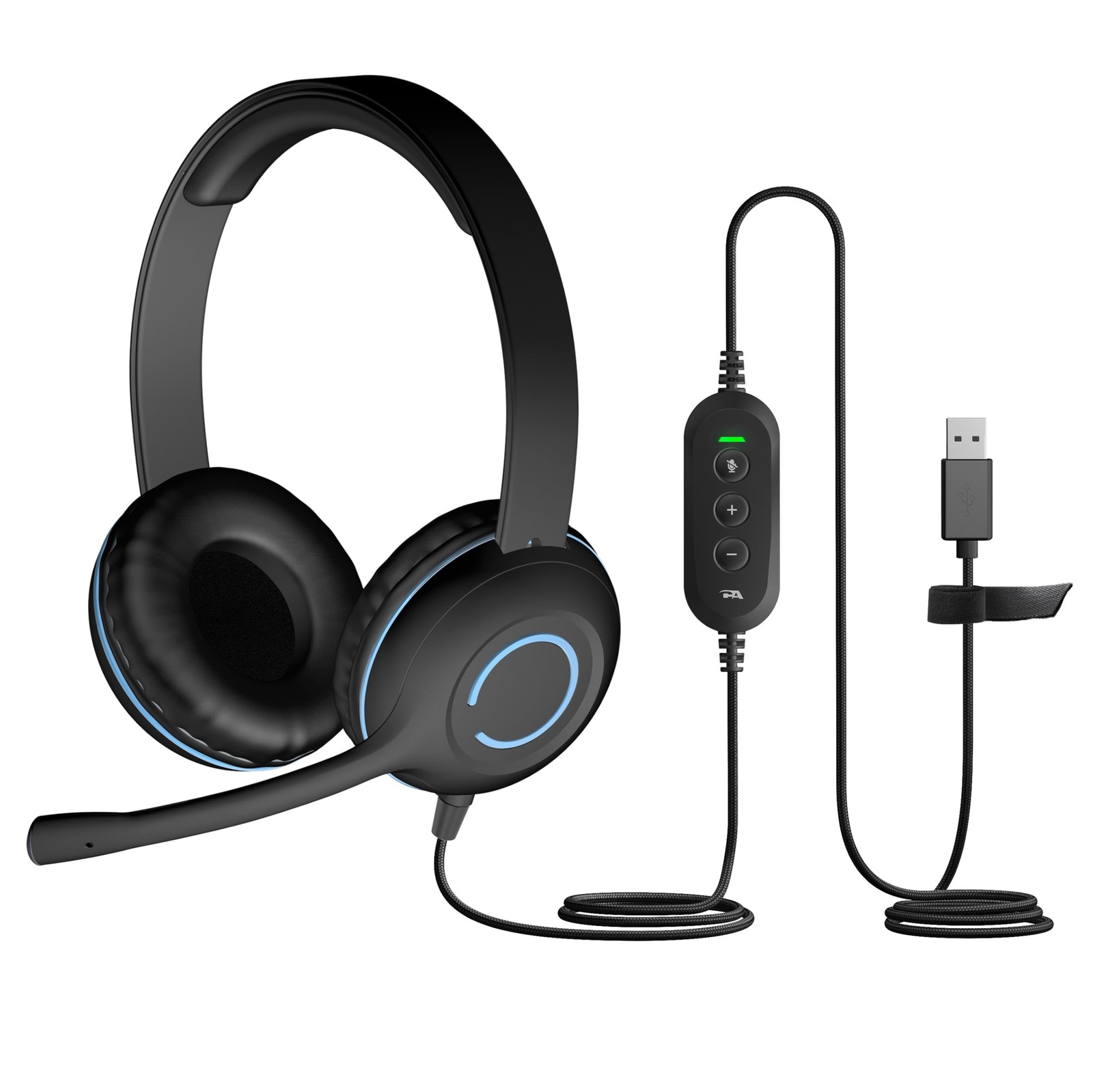 AC-5008A USB Stereo Headset with Microphone for PC – Wired USB Headphones wit...