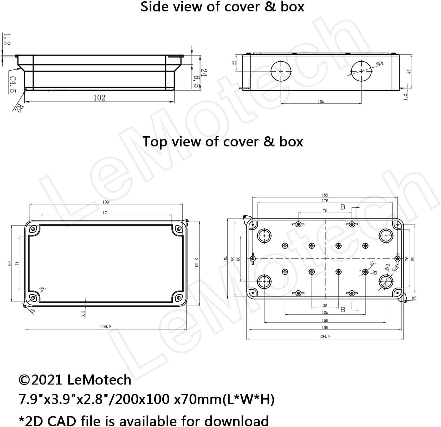 Sturdy ABS Plastic Junction Box Waterproof Dustproof for Electrical Projects