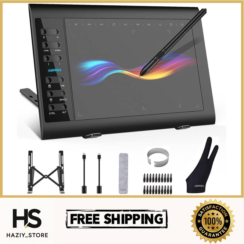 10x6 inch Digital Drawing Tablet HD Screen Graphics tablet with Battery-free Pen