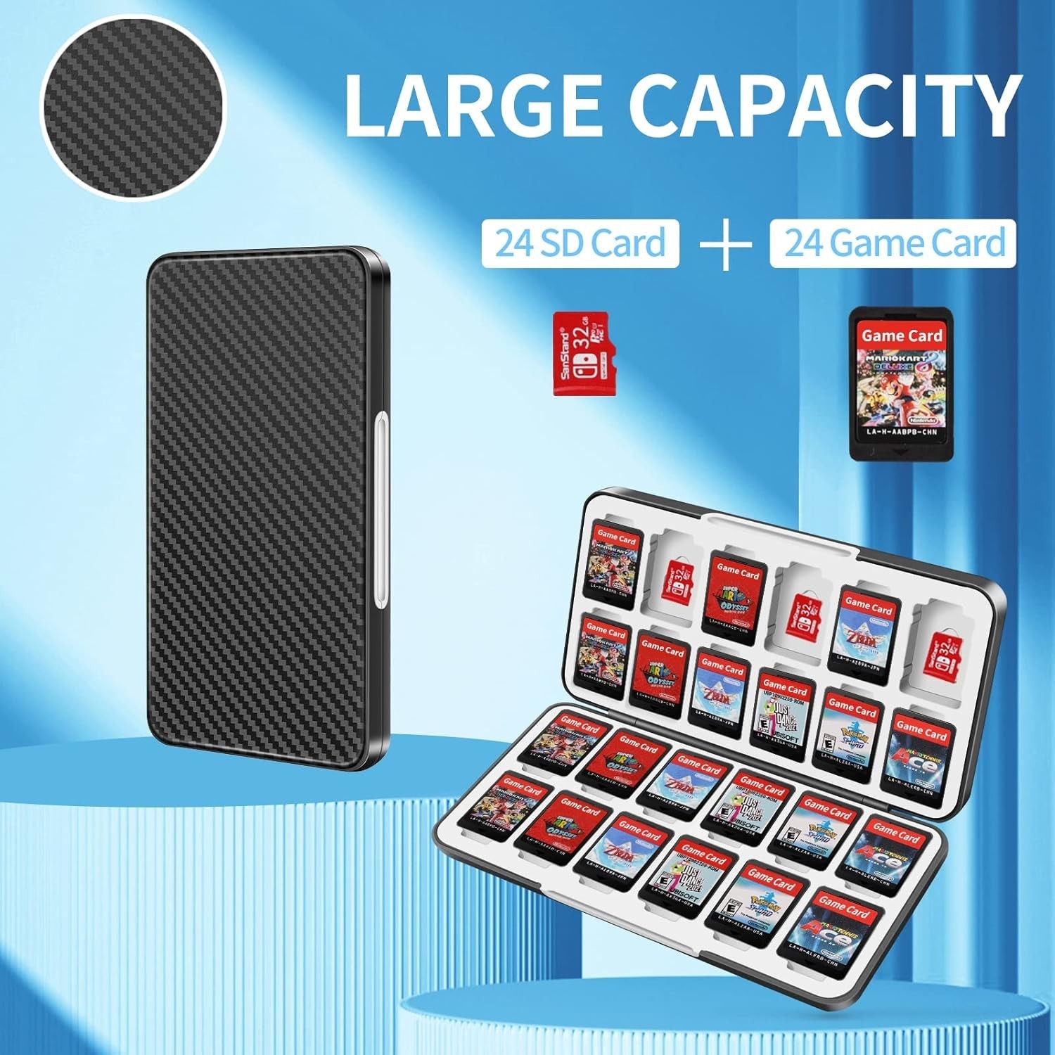 Nintendo Switch Game Card Case Holder 24 Games 24 Micro SD Storage OLED Lite
