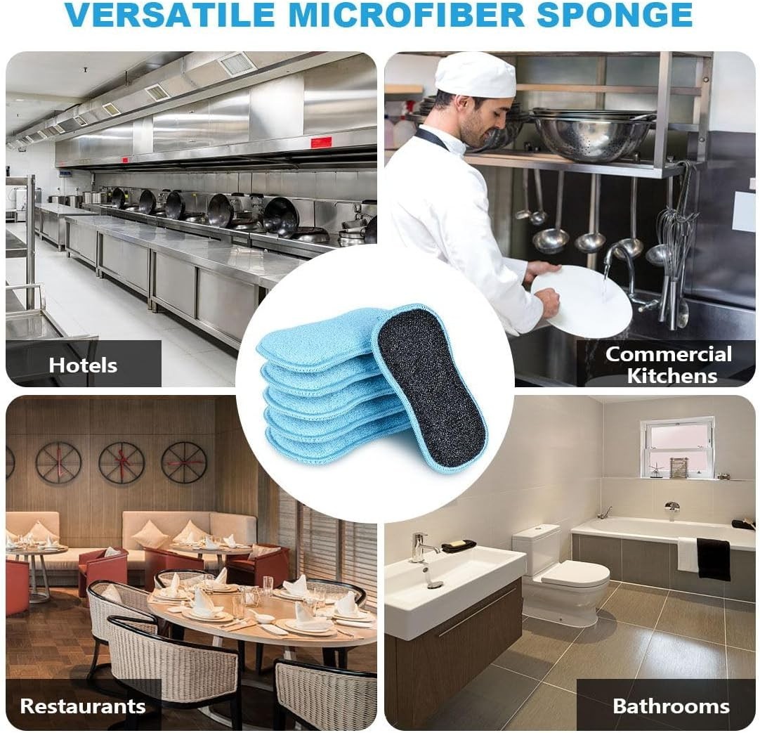 5/12 Pack Multi-Purpose Scrub Sponges Kitchen Dish Sponge Non-Scratch Microfibe