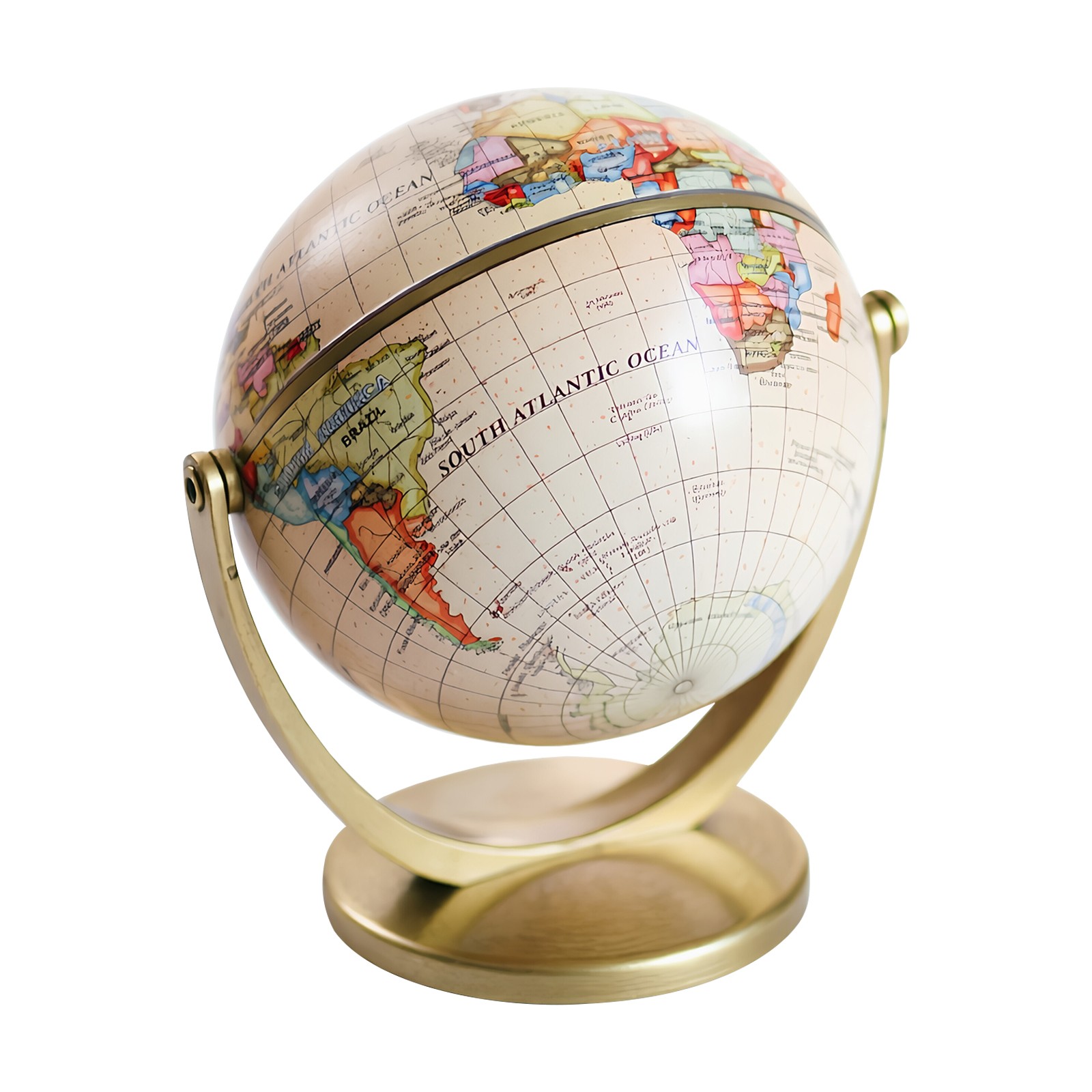 Mini Antique Globe 4 Inch Tabletop Educational Decorative English Map