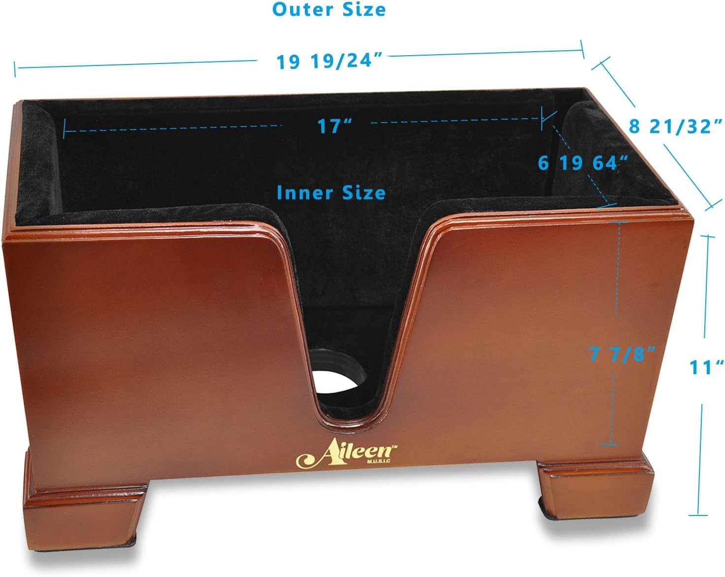 STC02 4/4 Full Size Burgundy Wooden Cello Box Stand, Black Premium Velvet Plush