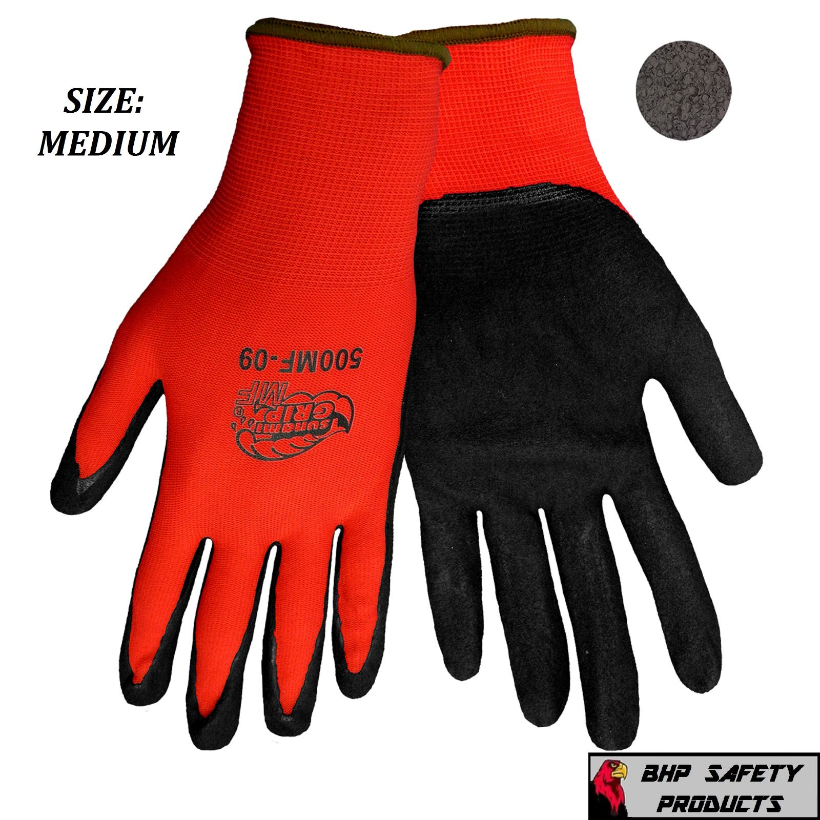 (1 DOZEN) GLOBAL TSUNAMI GRIP NITRILE COATED MECHANICS WORK GLOVES SZ MED 500MF