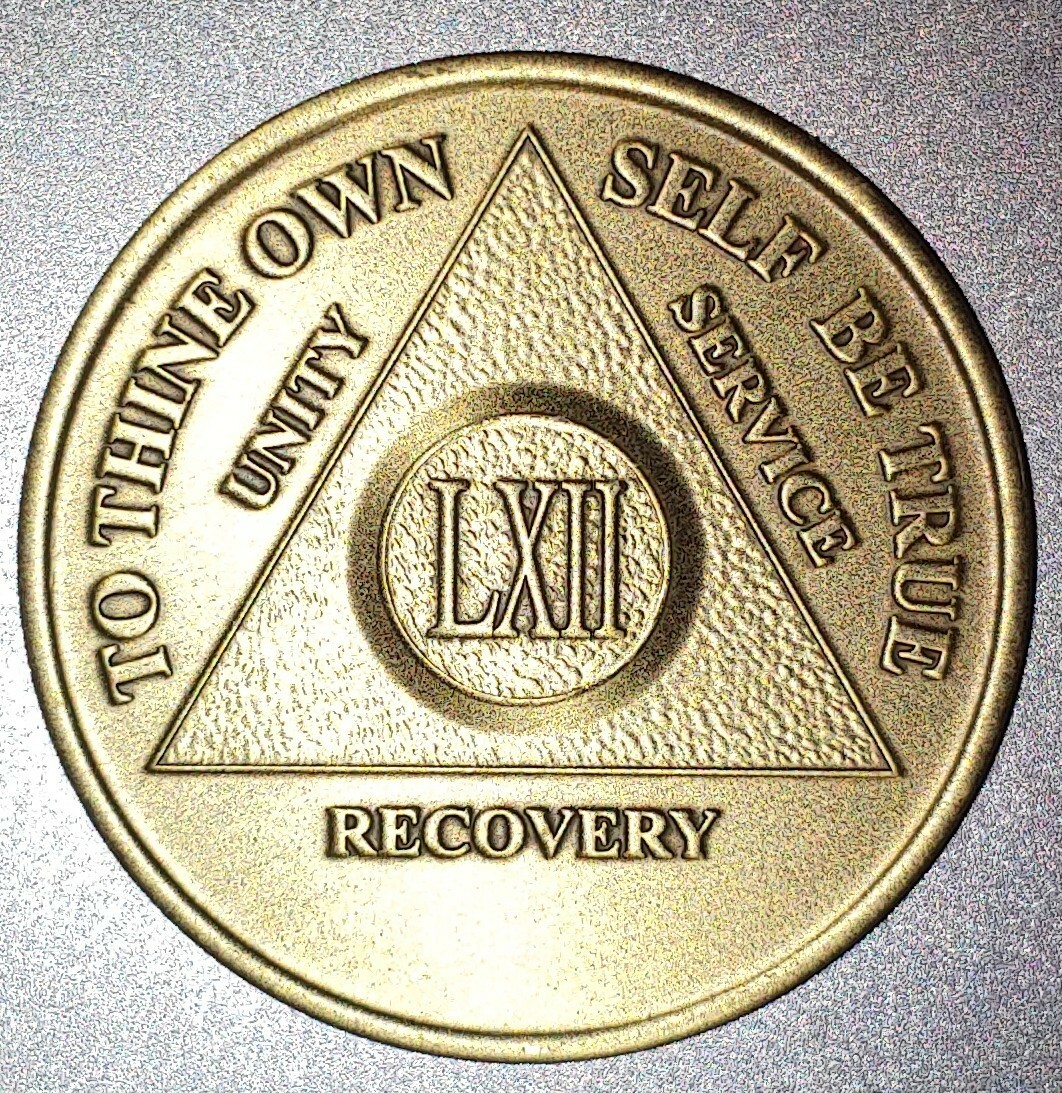 Alcoholics Anonymous AA 62 Year Bronze Medallion Coin Chip Token Sobriety Sober