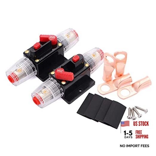 Dual Waterproof 20 Amp Circuit Breaker DC 12V,Inline Fuse Holder with 20A