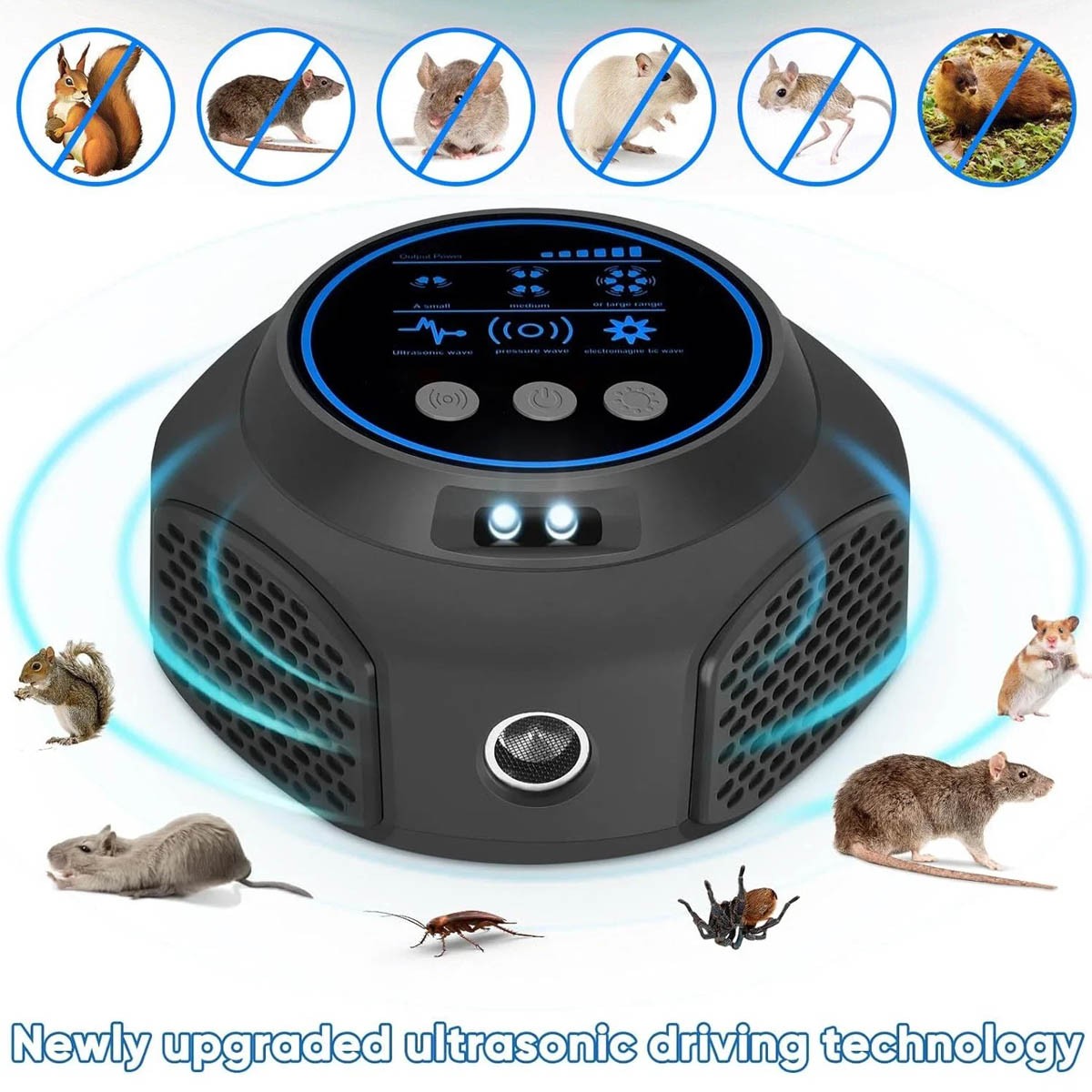 Pest Repeller Mouse Blocker Rat Deterrent 4-in-1 Ultrasonic Rodent Repellent