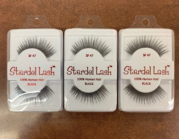 (PACK OF 3) Stardel Lash 100% Human Hair Eyelashes Black SF 47