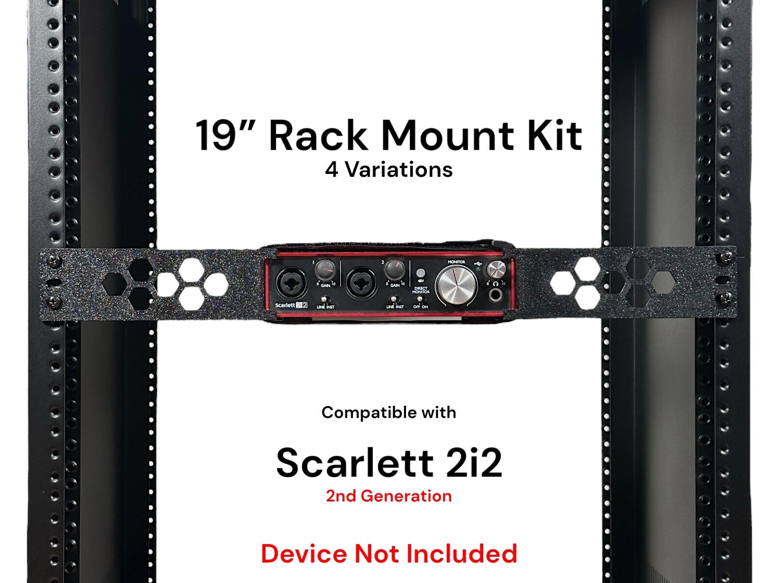 Rack Mount Kit for Focusrite Scarlett 2i2 2nd Gen - 19” 1.5U Brackets & Straps