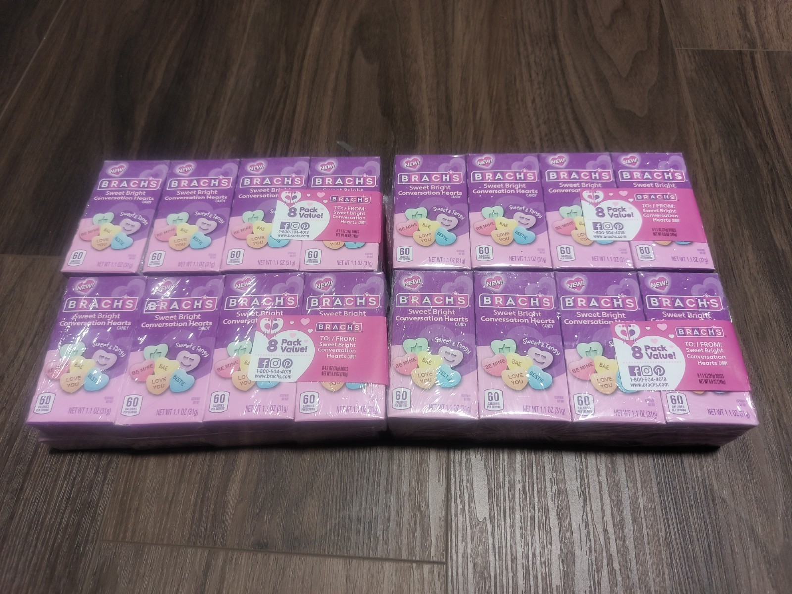 Brach's Sweet Bright Conversation Hearts 32 Pack, Exp 10/2026 TO/FROM