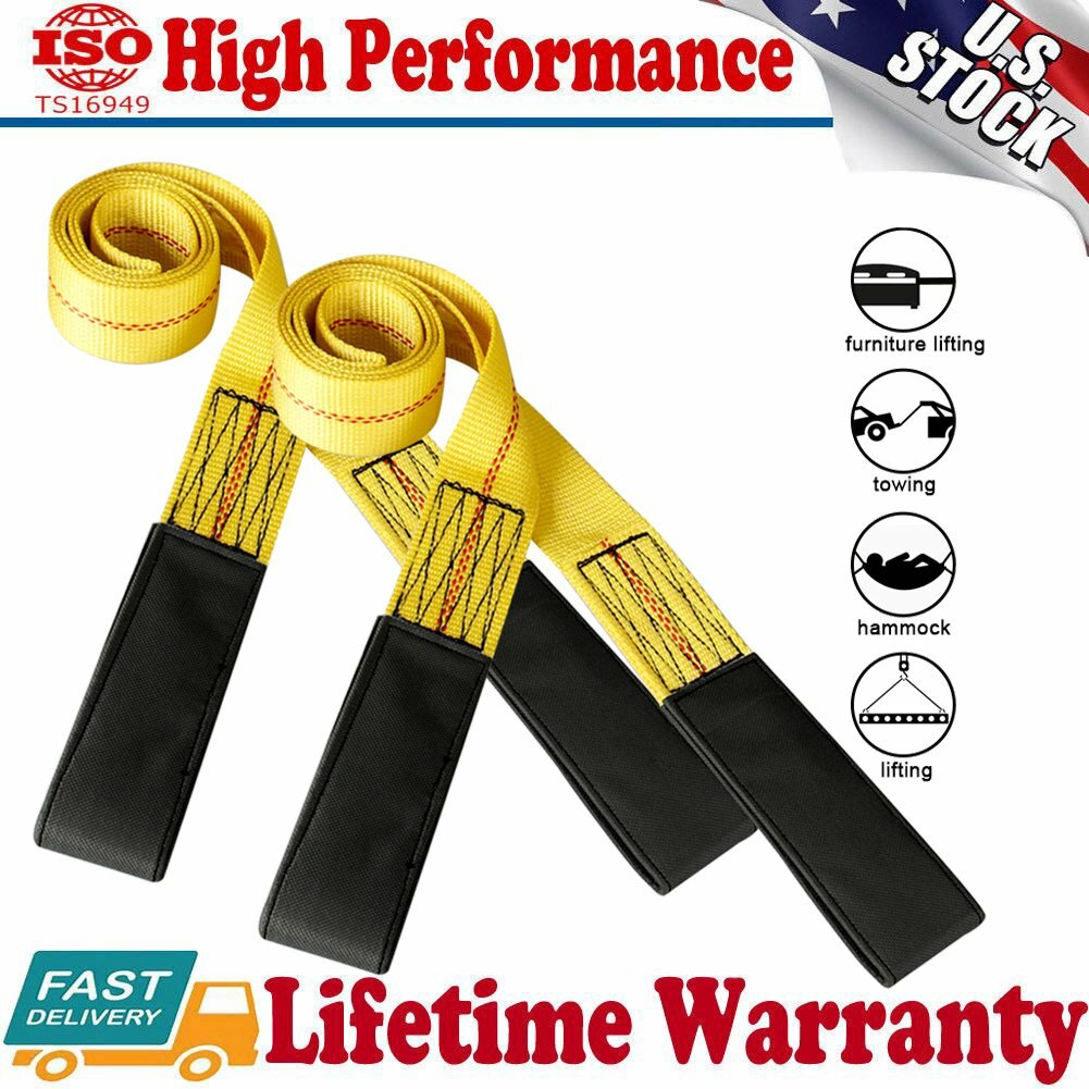 2Pcs 6' x 2" Nylon Web Sling Lift Tow Strap Heavy Duty 9000LBS Max Lifting Hoist