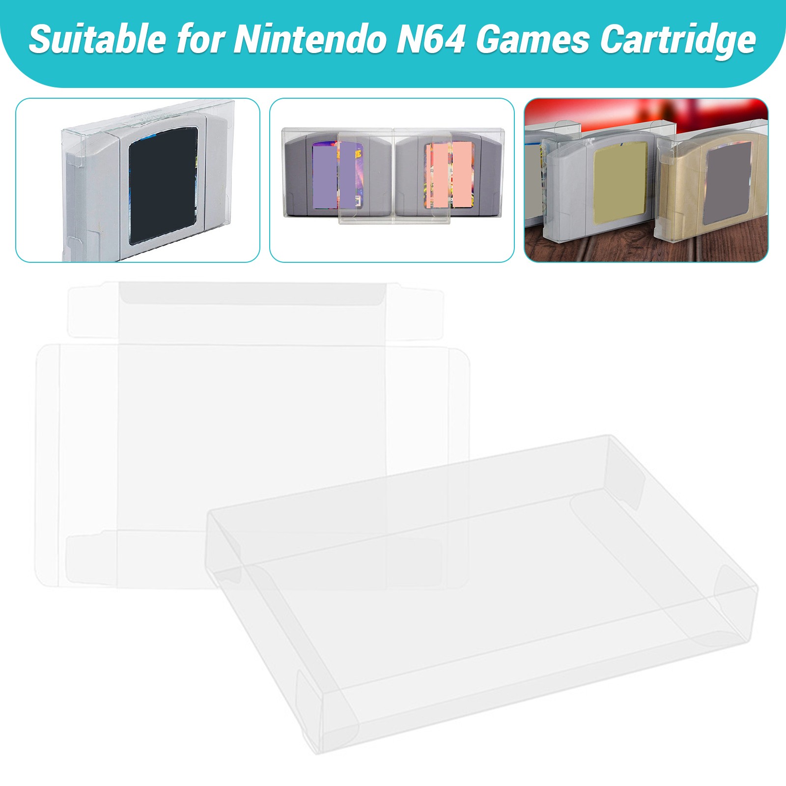 Clear Cartridge Case for Nintendo N64 Games Cartridge Protective Storage Sleeve
