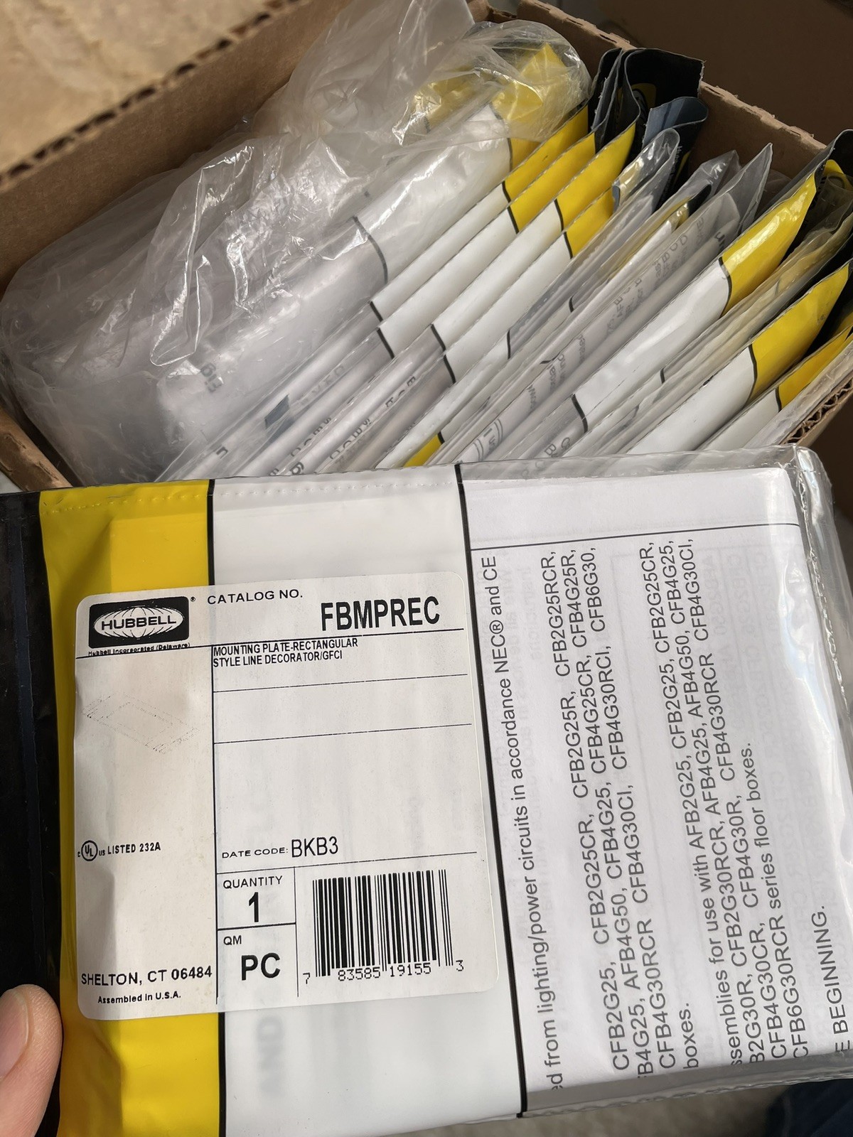 Hubbell FBMPREC Mounting Plate For Recessed Floor Boxes