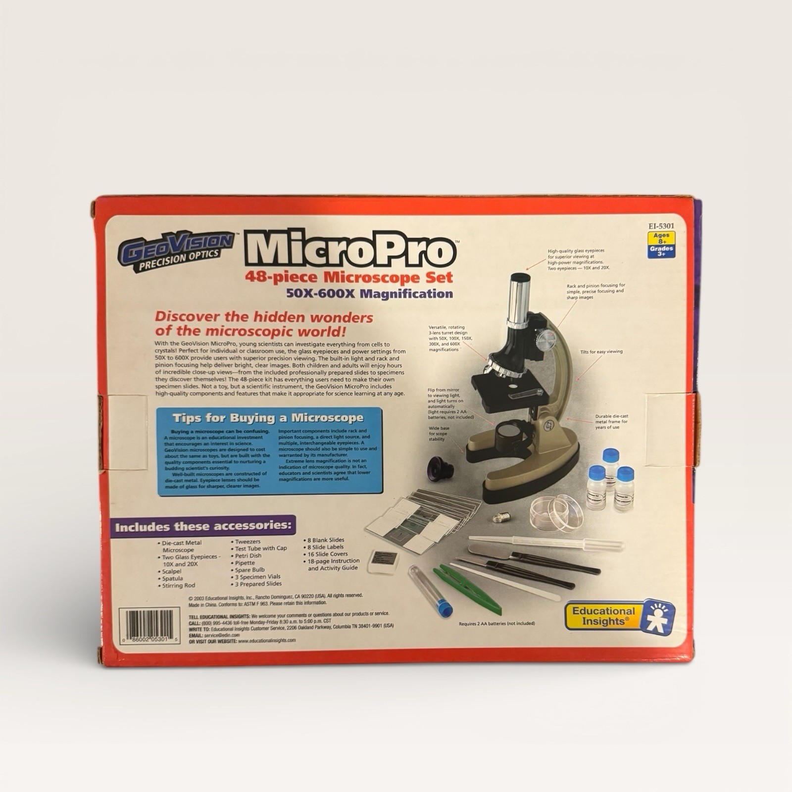 GEOVISION MICROPRO 48 PIECE MICROSCOPE LAB SET w/ Instruction Guide