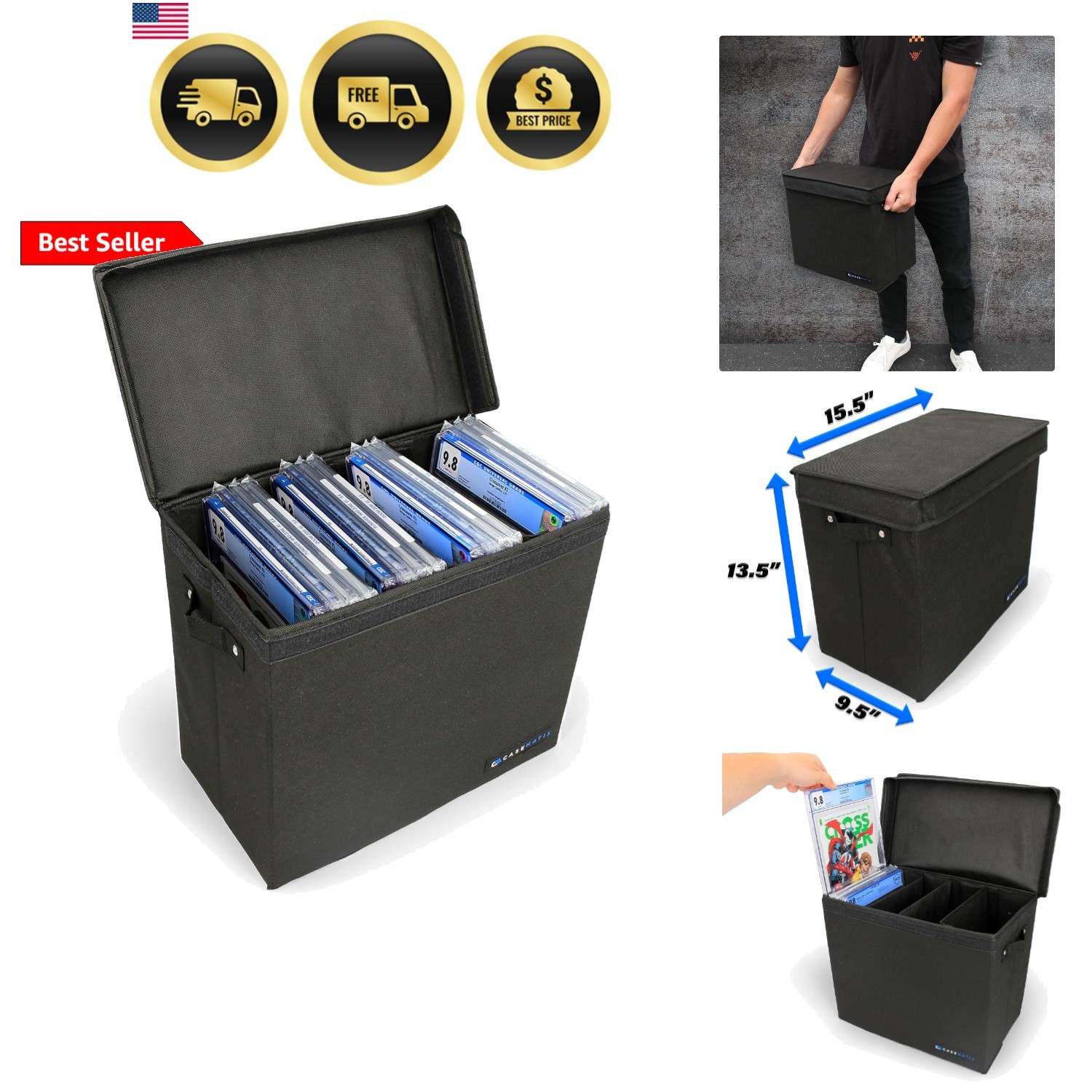 Graded Comic Book Storage Case Fits up to 28 CGC Graded Comics, Lightweight C...