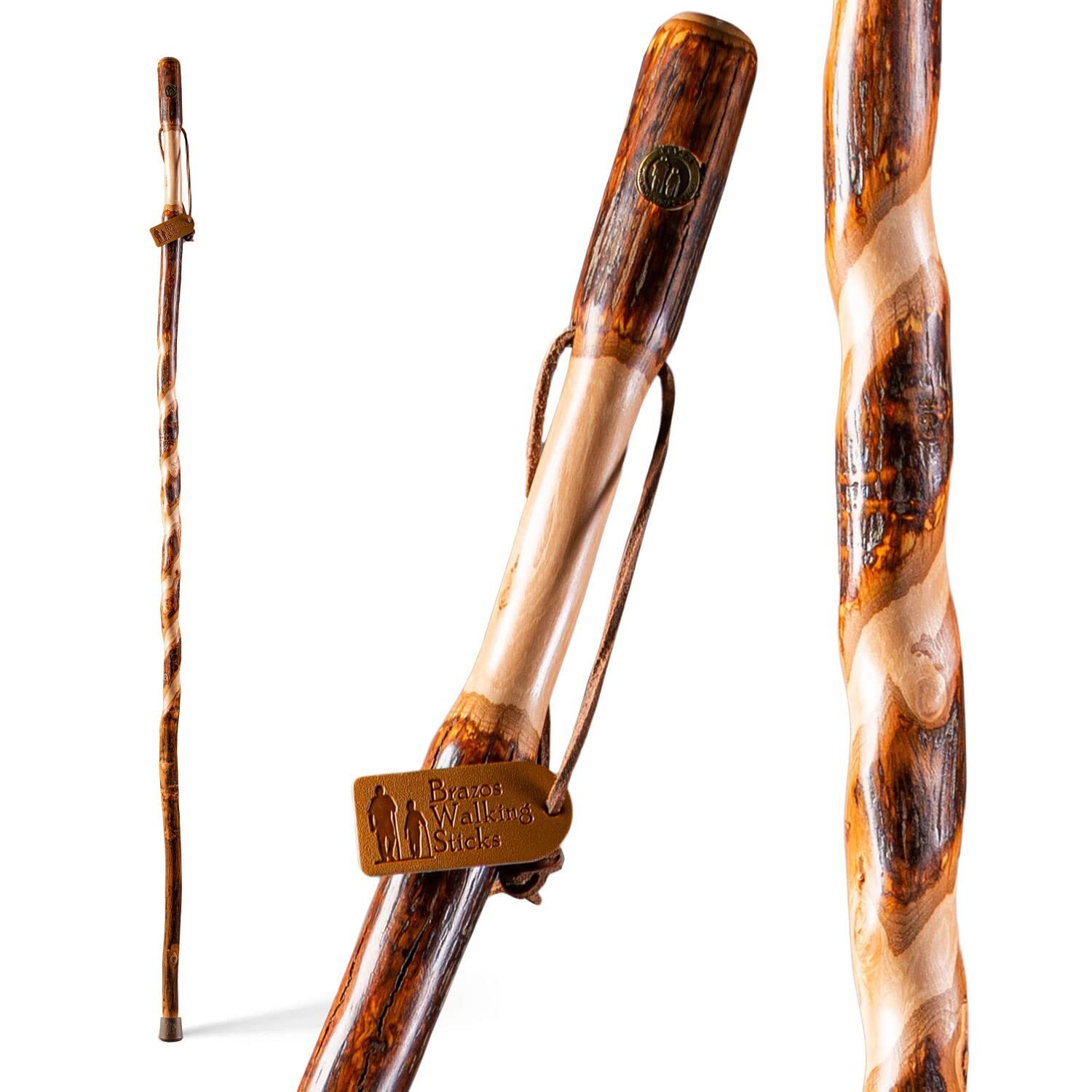 Brazos Rustic Wood Walking Stick Twisted Hickory Traditional Style Handle for