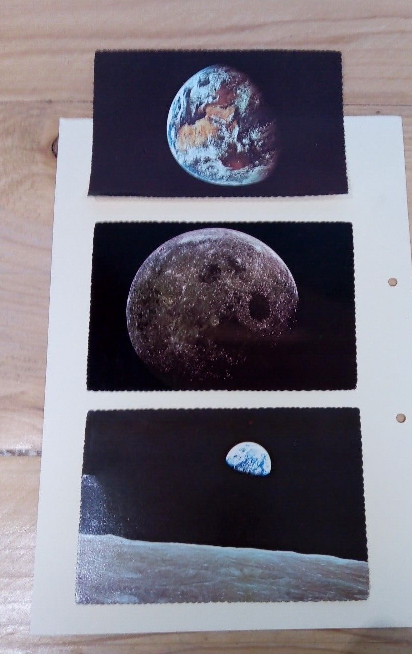 3 Apollo spacecraft photos Astrocard johnson s c. postcards, vintage, Unused