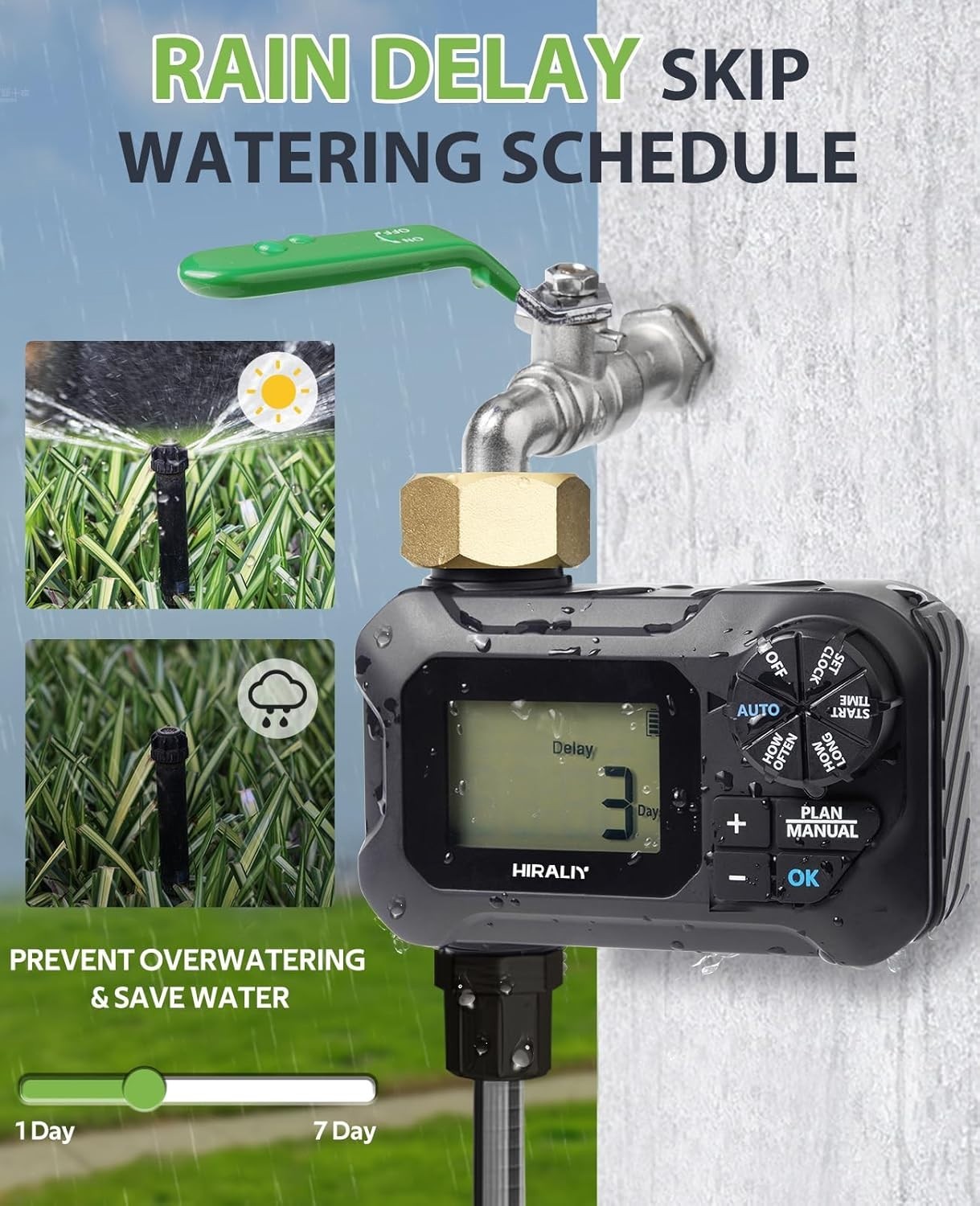 Water Timer for Garden Hose Programmable Outdoor Irrigation System Black