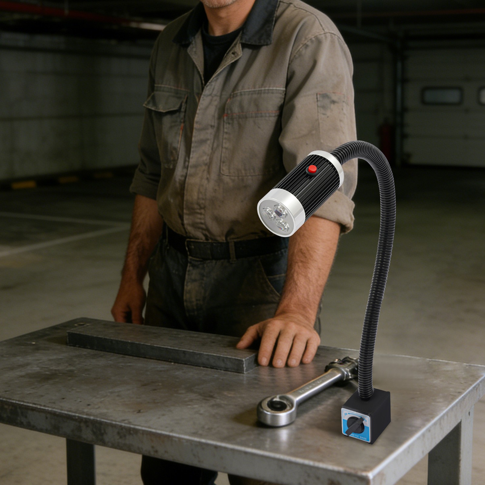 LED Machine Tool Light,110V 9W Machine Lamp w/ Magnetic Base for Lathe/Workbench