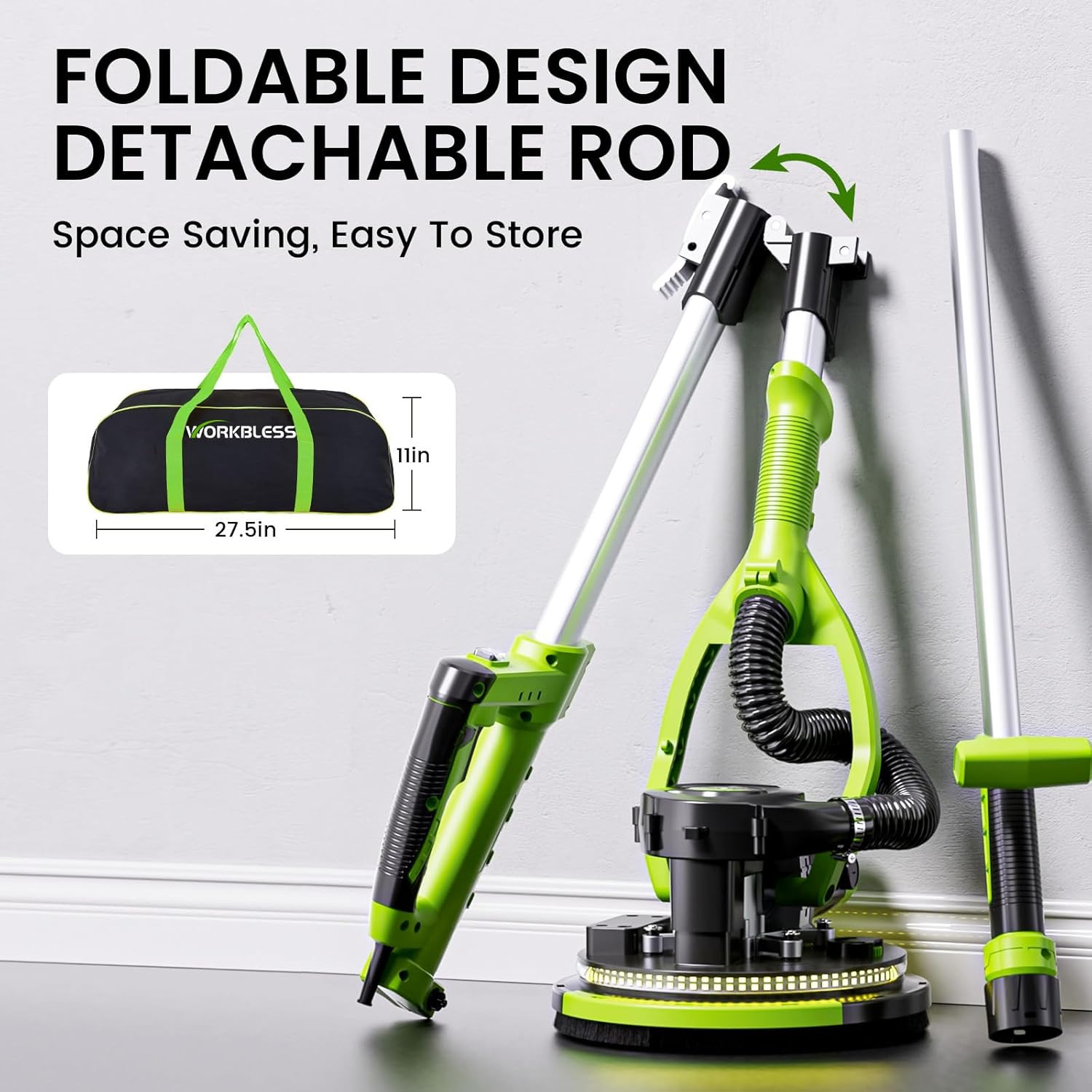 1050W Automatic Drywall Sander with Vacuum & 15 Discs, 7 Speeds