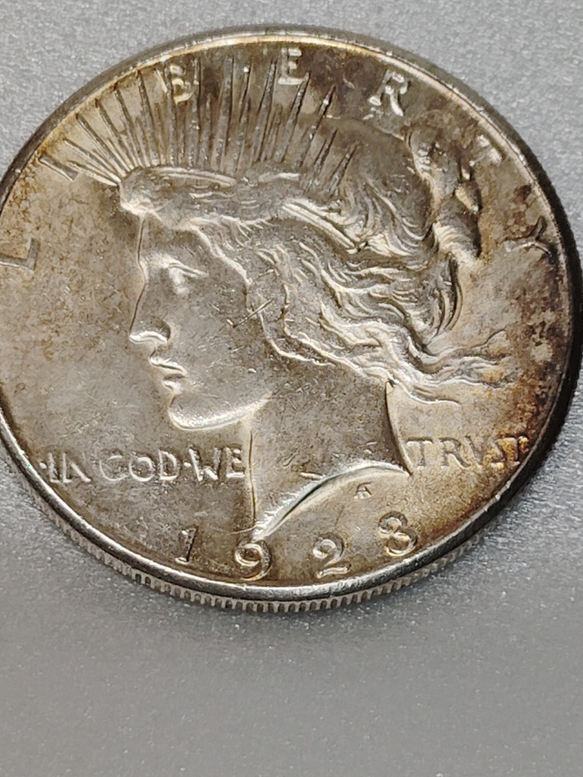 1923 S Silver Peace Dollar,  Uncirculated Condition, Natural Toning,