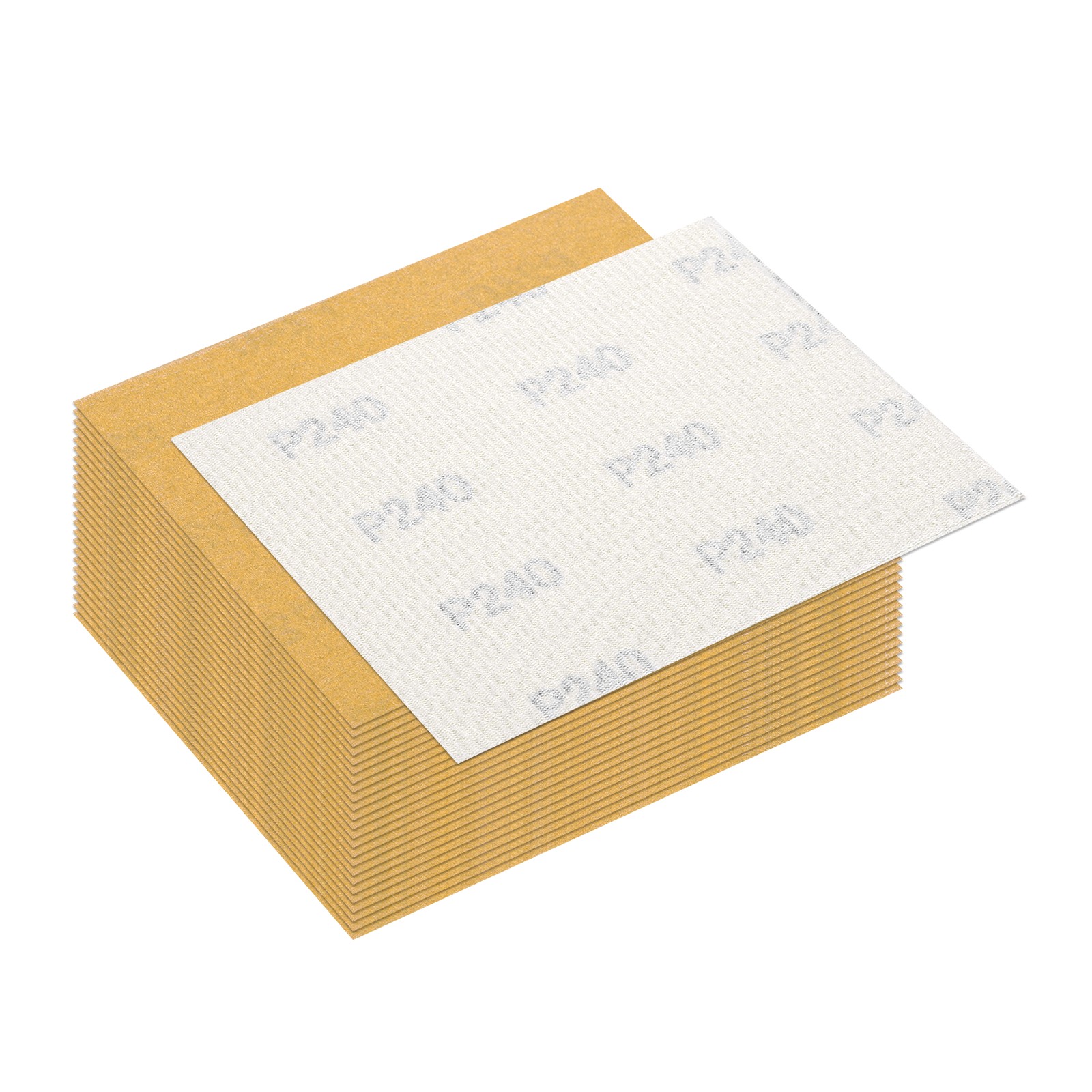 25 Pcs 240 Grit Dry Sandpapers, 4.5 x 5.5 Inch Sand Papers, Gold