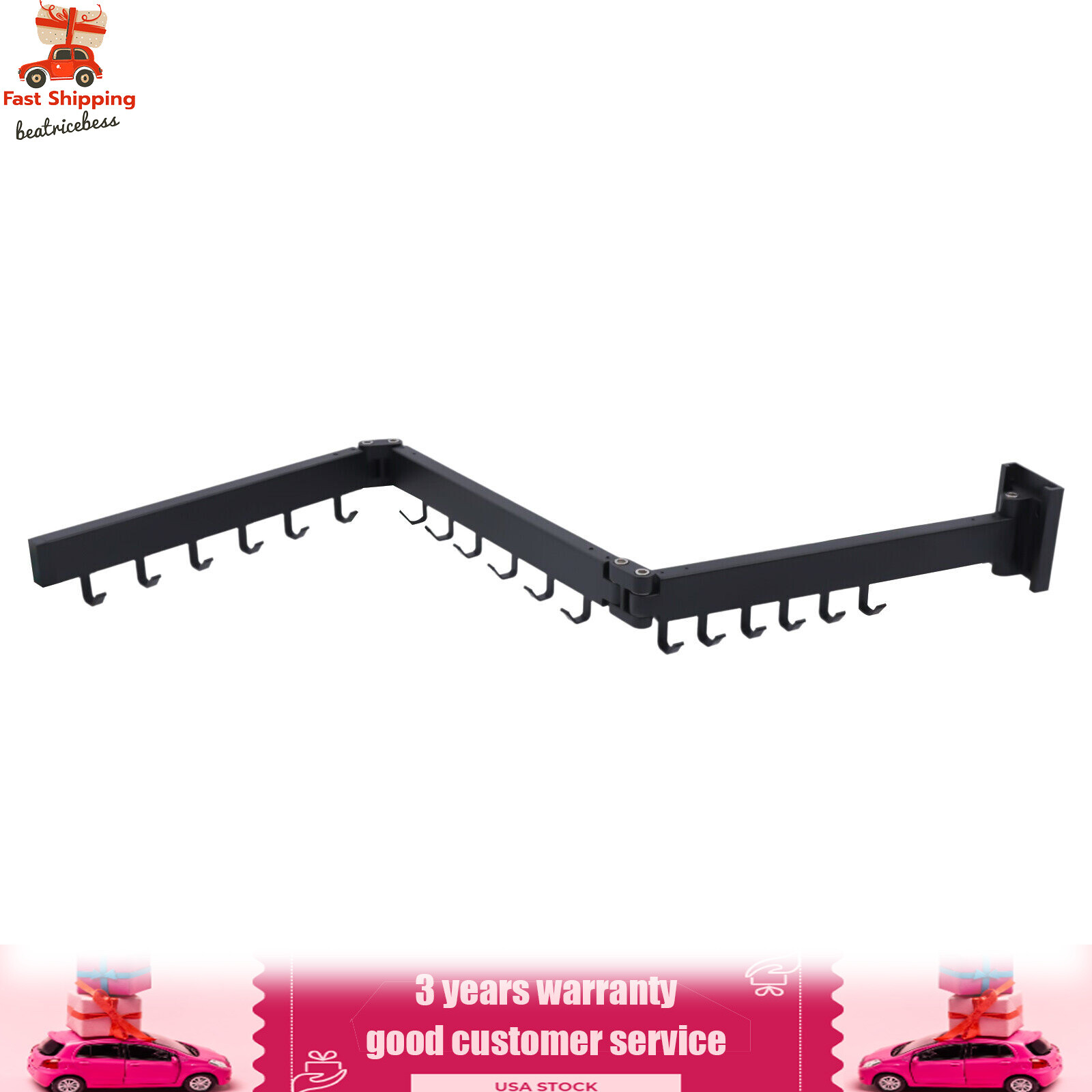 360° Rotating Clothes Hanger Retractable Drying Rack Wall Mounted Laundry Shelf