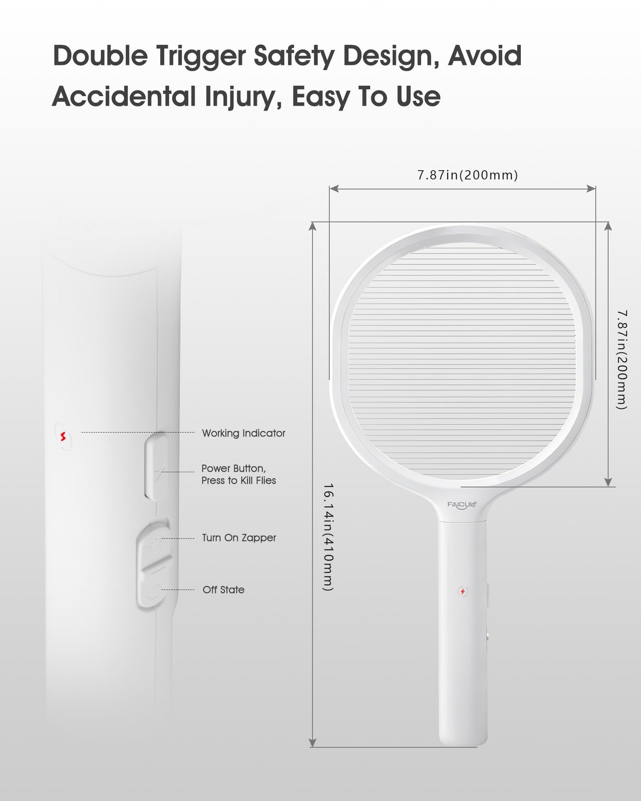 Faicuk Single Layer Grid Electric Fly Swatter High Efficiency Bug Zapper Racket