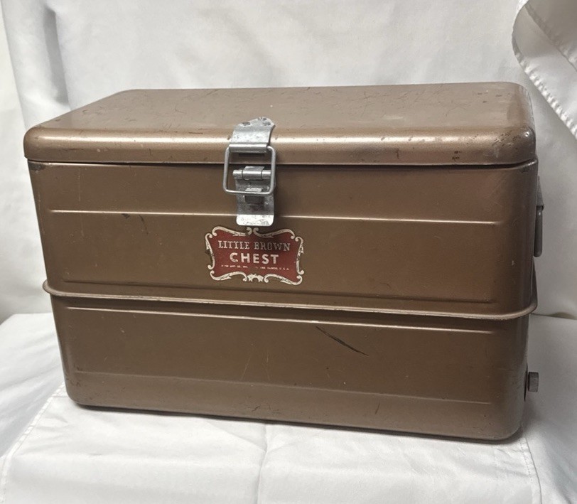 Vtg Little Brown Chest Cooler 10” X 12” X 19” All Metal Hemp & Co 1950's USA