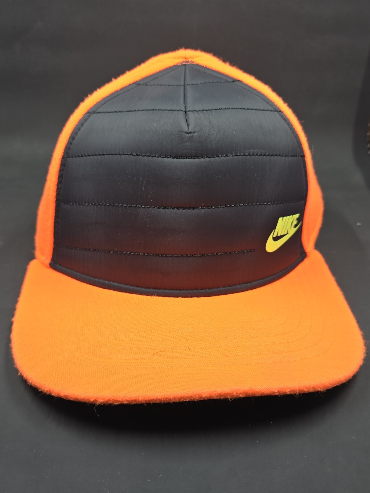 NIKE Youth Hat Cap Orange Black Capin C99 Quilt Snapback Size 4-7 Hunting