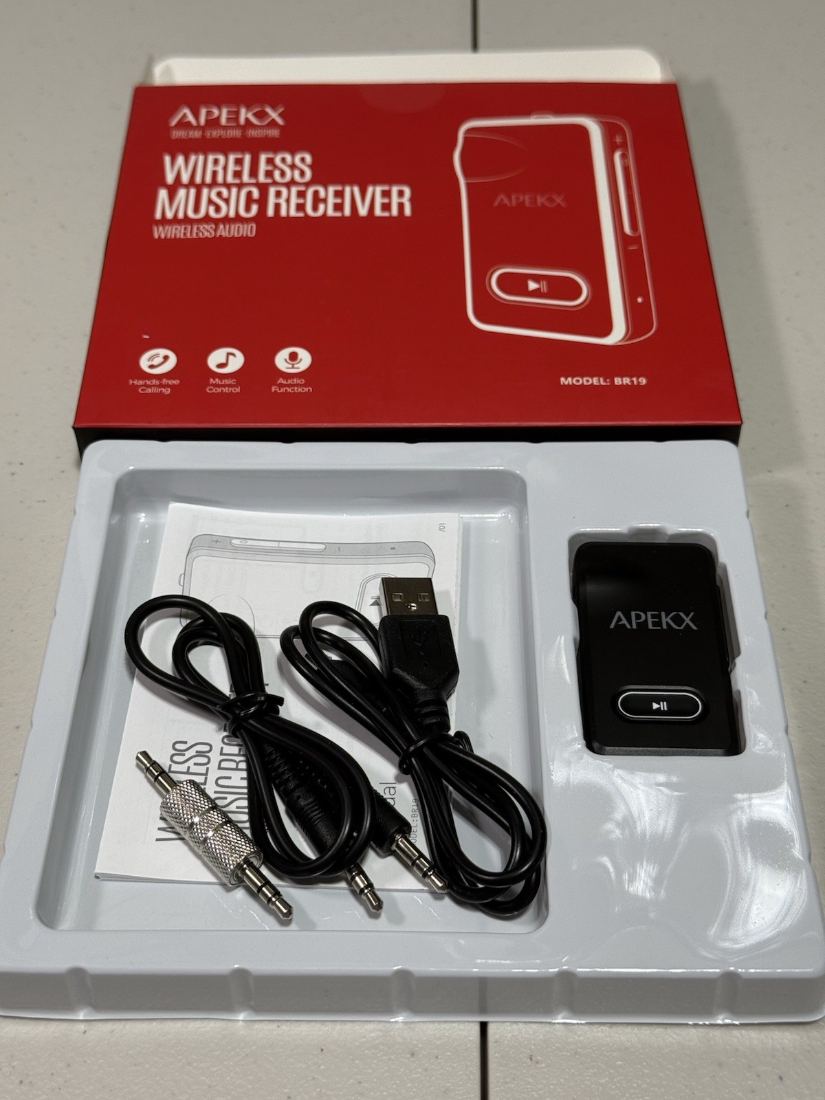 APEKX Bluetooth 5.3  Adapter for Car, Wireless 3.5mm Aux Hi-Fi Audio Receiver