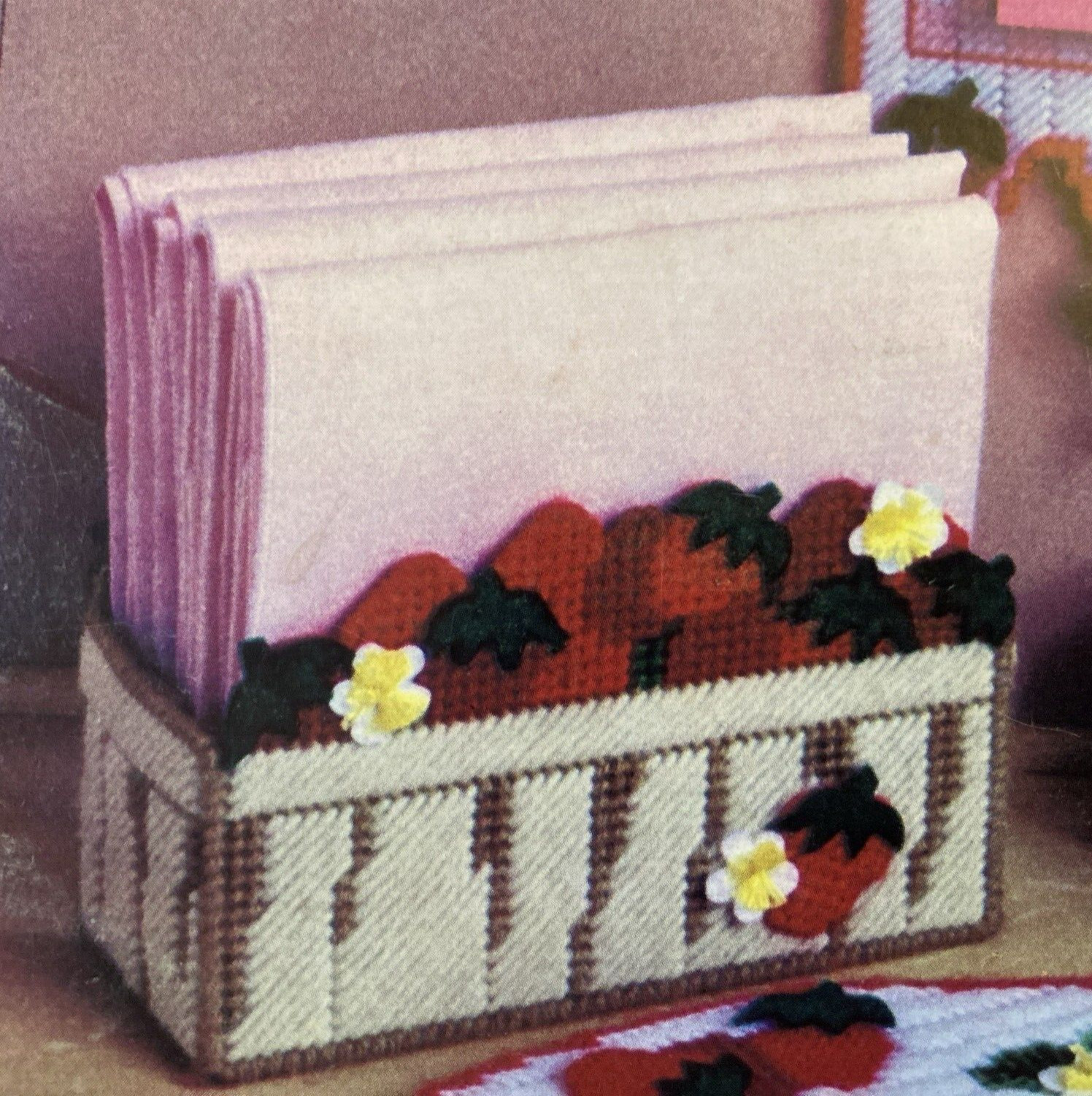 Vtg Rare Columbia-Minerva Plastic Canvas Projects 14 Strawberry Patch Design '82