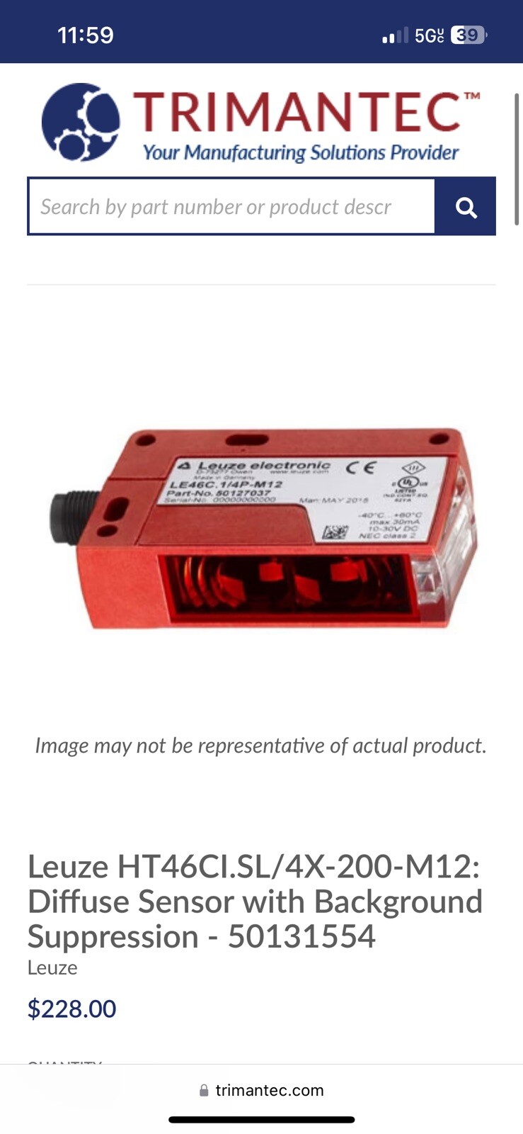Leuze HT46CI.SL/4X-200-M12: Diffuse Sensor with Background Suppression