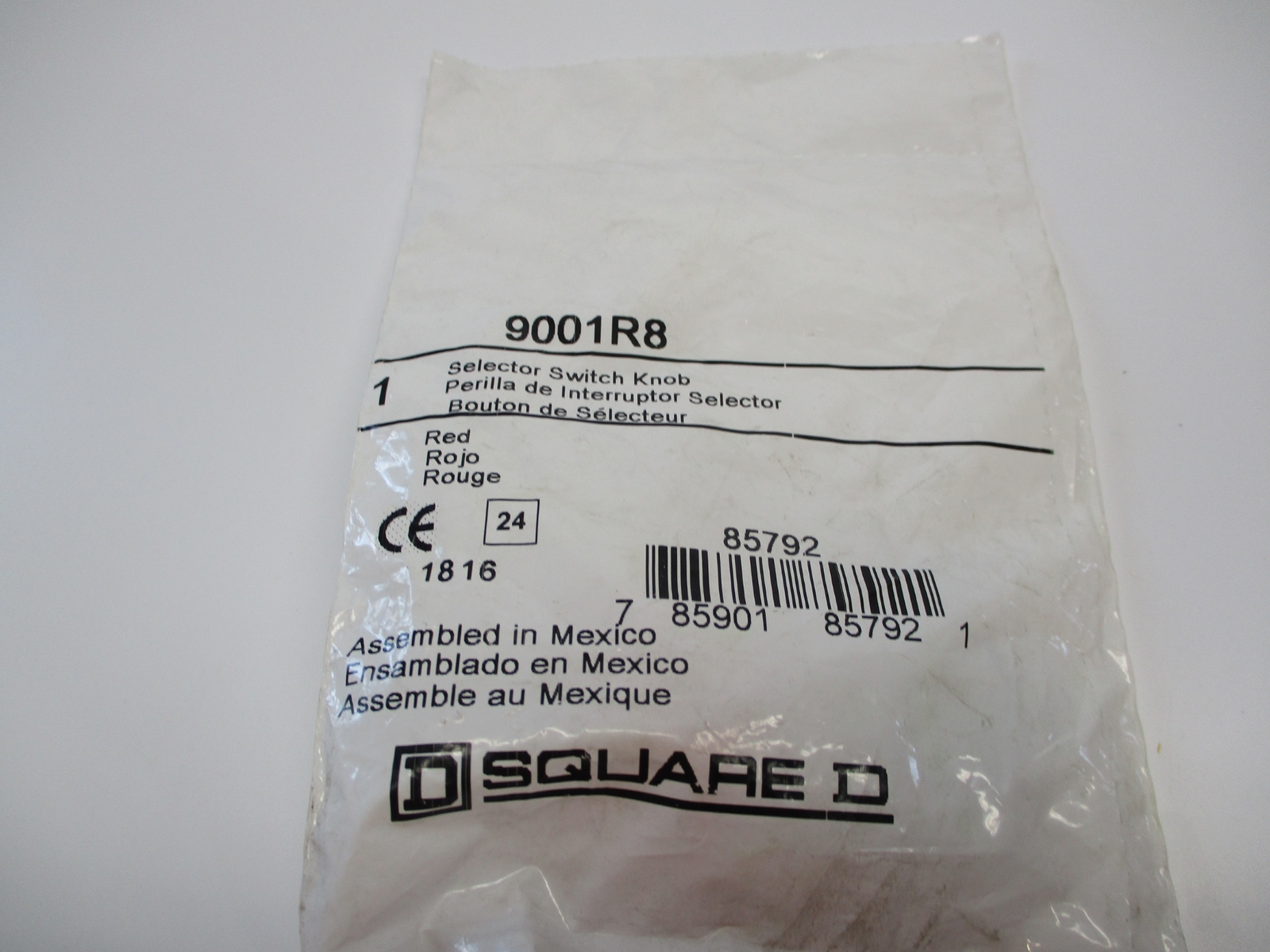 SQUARE D 9001R8 SELECTOR SWITCH KNOB RED NSMP
