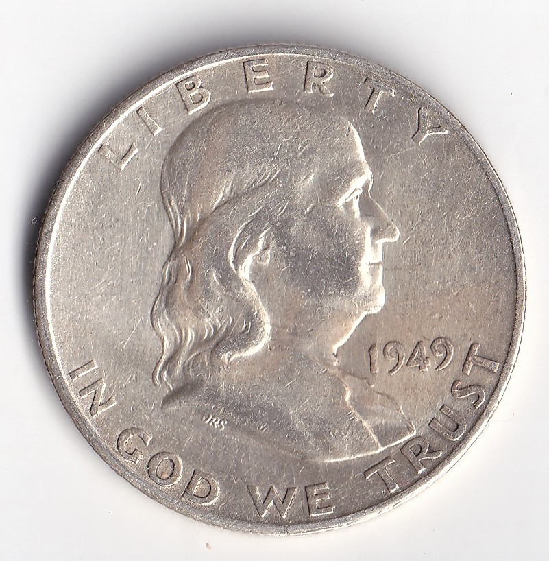 1949 S Franklin Half Dollar F Fine Silver 50c Coin no combined shipping