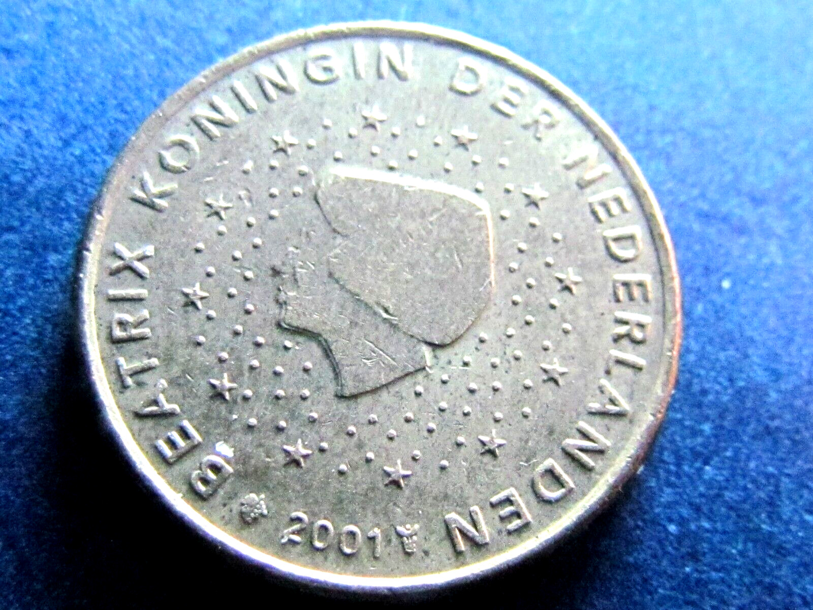 2001 Netherlands 10 euro cents, first type, Queen Beatrix,  AU