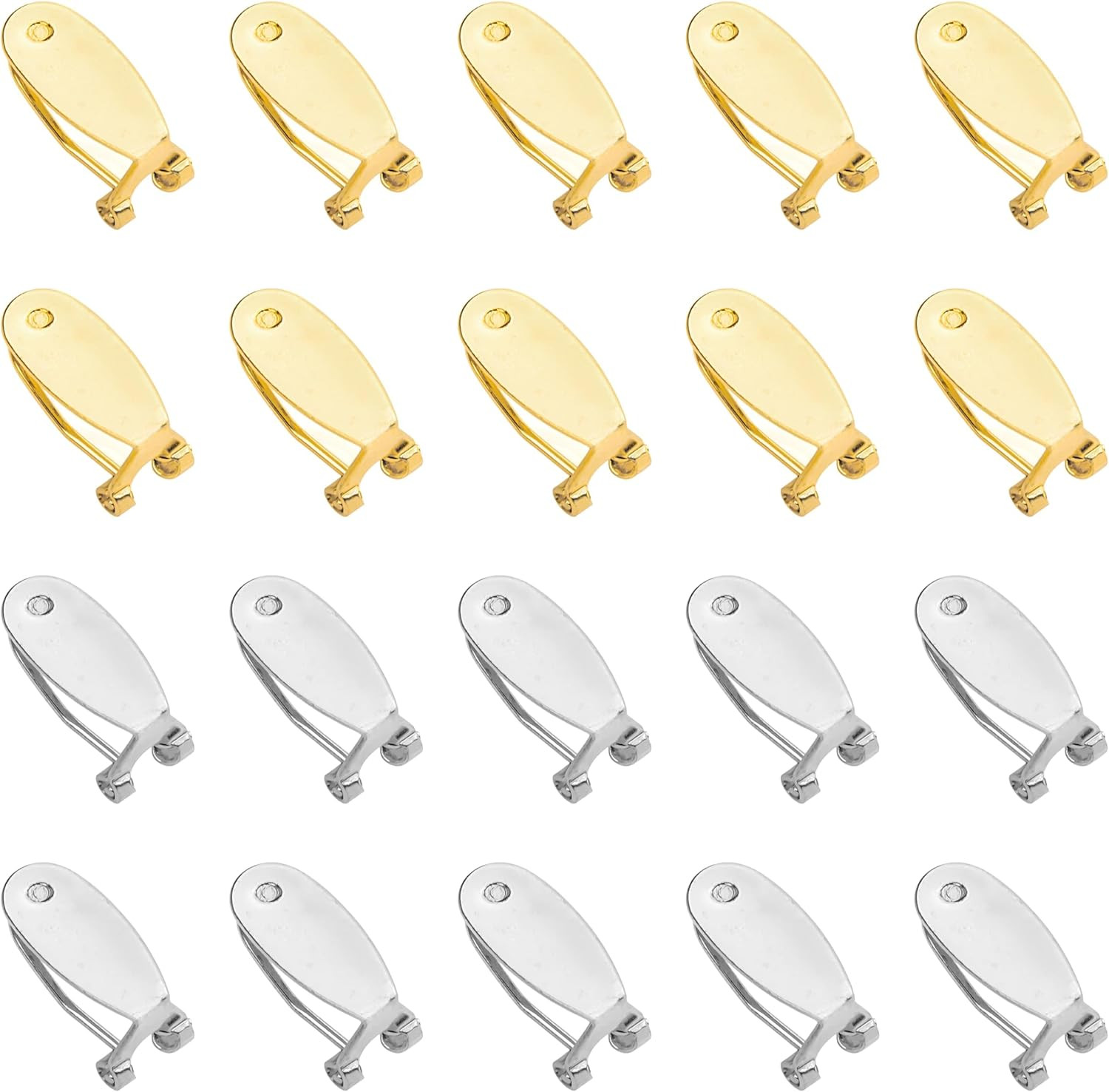 20PCS Fingernail Earring Post Backs, Hypoallergenic Clip Base Studs, Hinged Pads