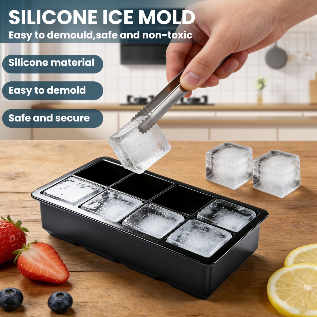 Round Square Ice Cube Ball Maker Tray Silicone Sphere Mold Bar Whiskey Cocktails