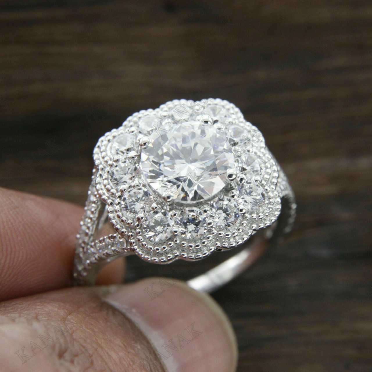 Lab-Created 2.20 Ct Round Cut White Diamond Wedding Ring 925 Sterling Silver